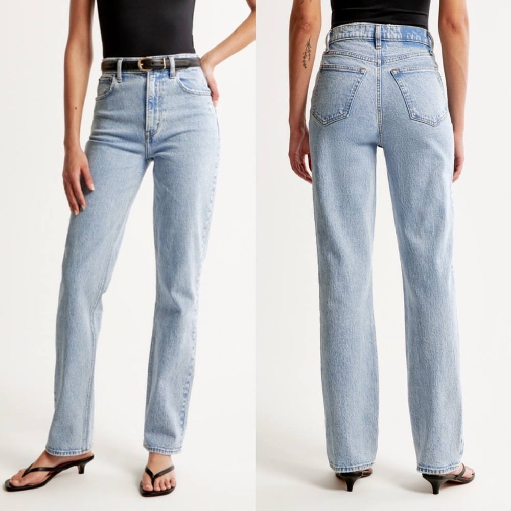 Abercrombie 90’s Slim Straight Ultra High Rise Light Wash